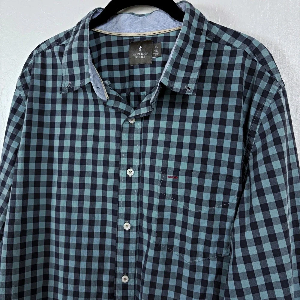 Urban Outfitters Hawkins Gingham Shirt XL Cotton Crisp Preppy‎ Lightweight Clean
